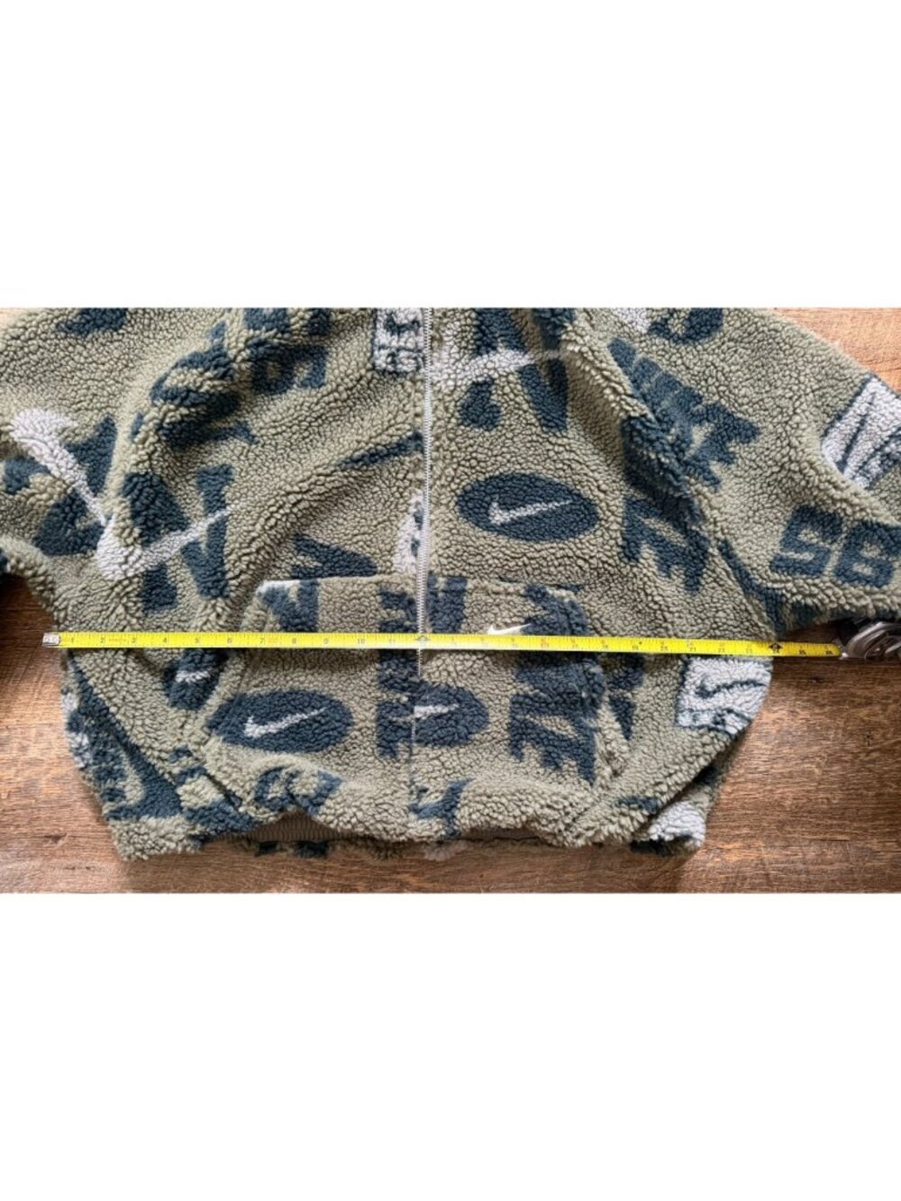Nike Sportswear Men's High-Pile Sherpa Fleece Jacket Olive Logo Print XS - Picture 5 of 10